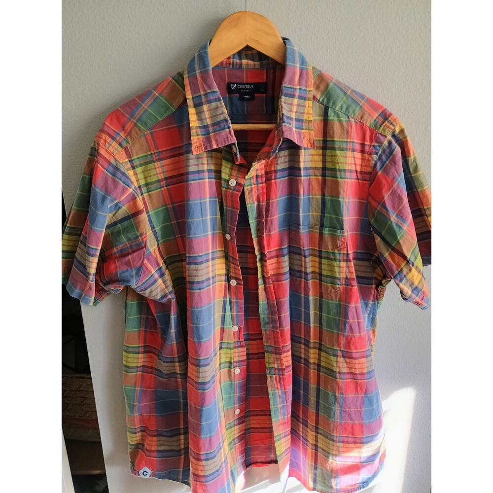 Cremieux men's long-sleeve cotton button-down shirt plaid pattern size XL
